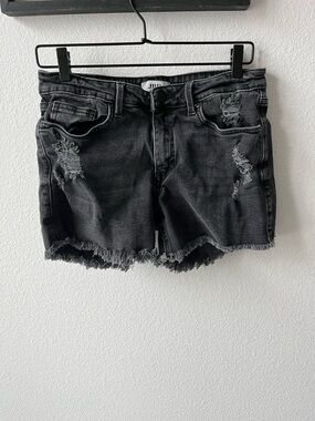 DISTRESSED DENIM SHORTS, WASHED BLACK- JBD